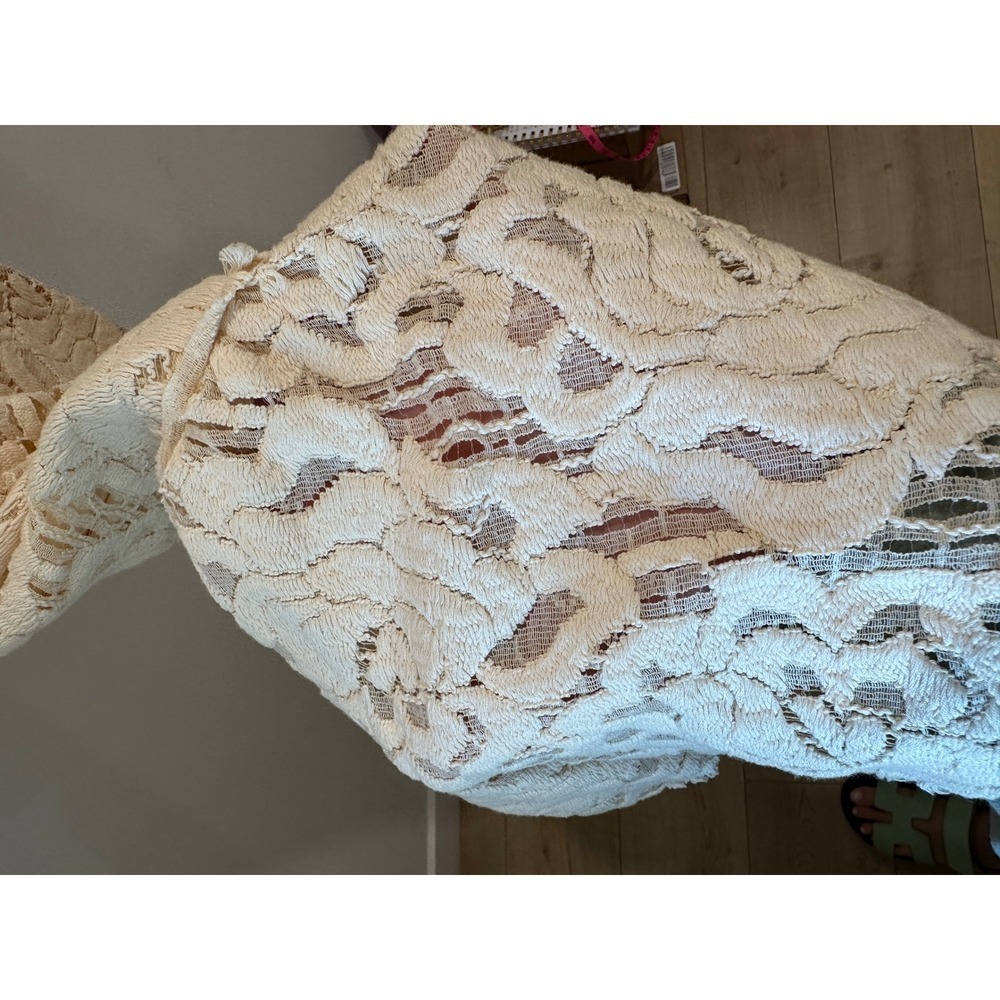 Dolce & Gabbana Cream Floral Lace Flutter Sleeve Mermaid Midi Dress IT 40 - Picture 11 of 12
